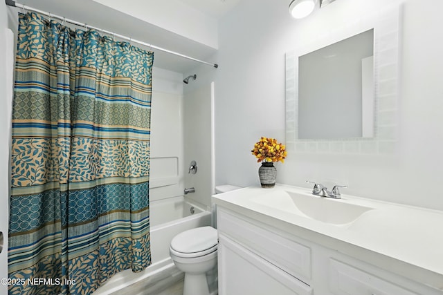 11657 Tanager Dr, Jacksonville, FL 32225 - bathroom featuring vanity, wood finished floors, toilet, and shower / bathtub combination with curtain