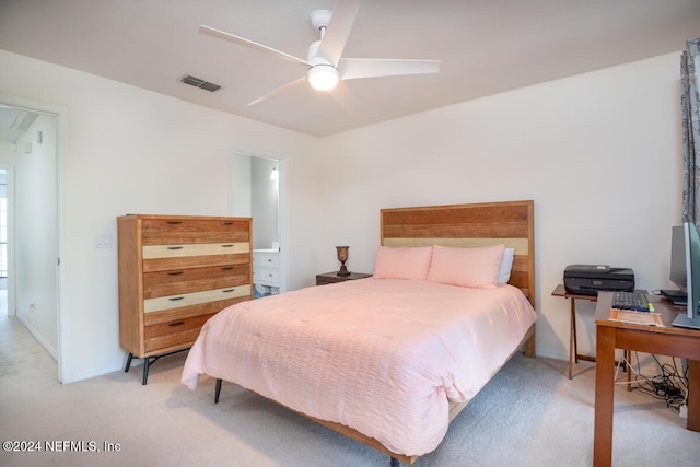 bedroom featuring carpet and ceiling fan