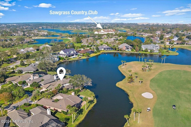 bird's eye view featuring a water view