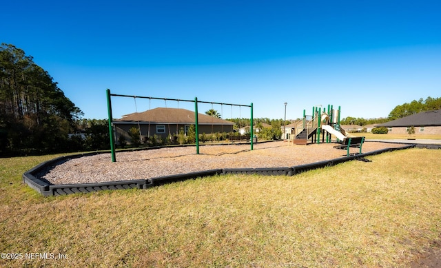 view of play area with a lawn