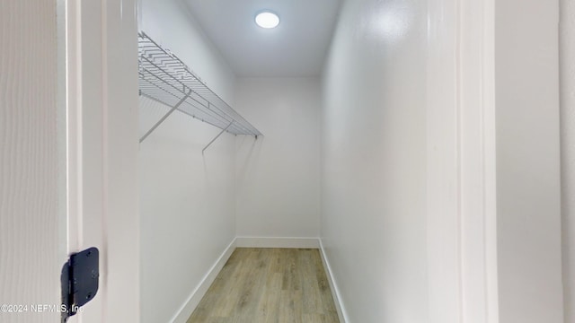 walk in closet featuring light hardwood / wood-style floors