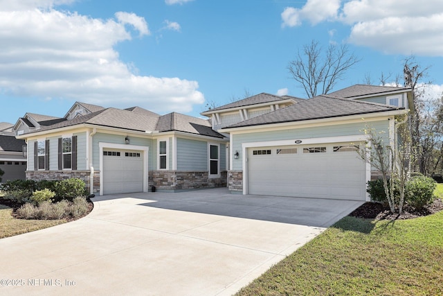 prairie-style home featuring a garage