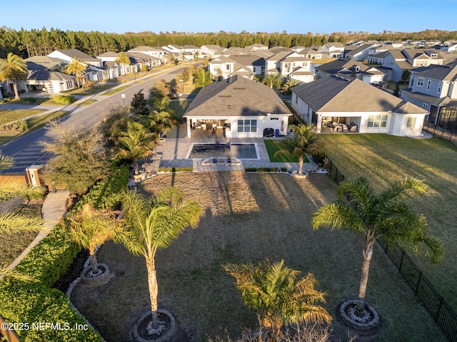 drone / aerial view with a residential view