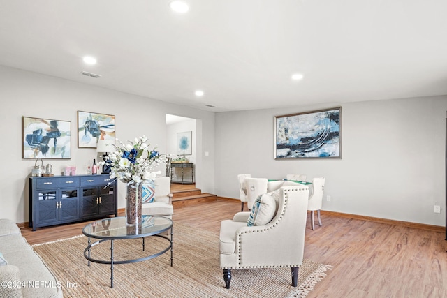 living room featuring light hardwood / wood-style floors