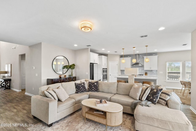 living room featuring light hardwood / wood-style flooring