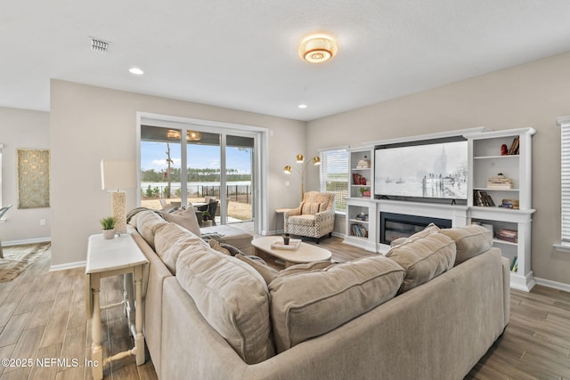 living room with wood-type flooring