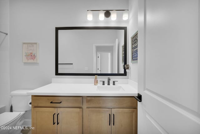 full bathroom with vanity, toilet, and shower / bathtub combination