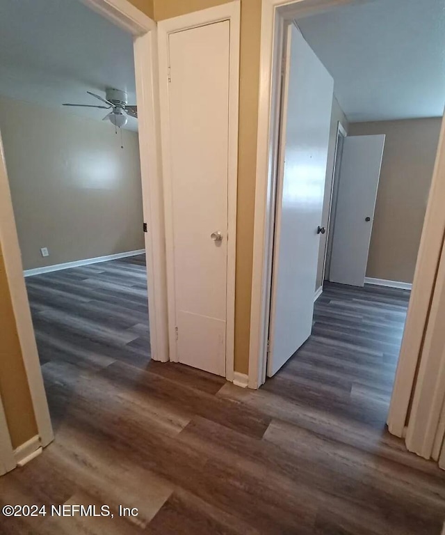 hallway featuring dark hardwood / wood-style flooring