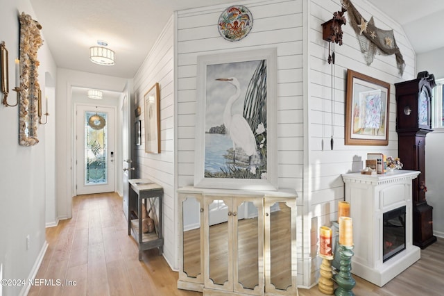 entrance foyer with light hardwood / wood-style flooring