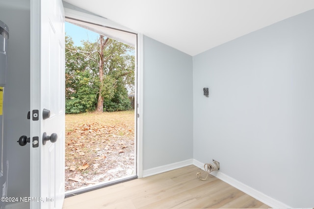 doorway featuring light wood-type flooring