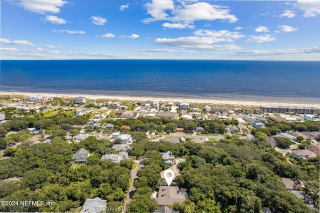 aerial view with a beach view and a water view