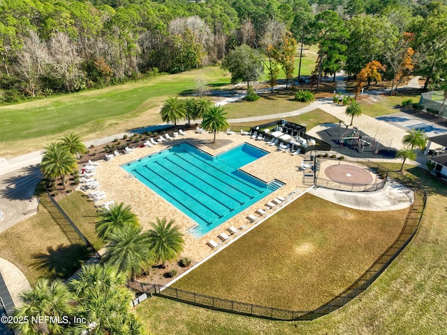 view of swimming pool with a patio area