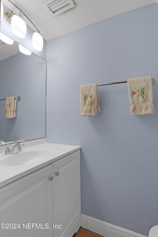 bathroom featuring vanity and a textured ceiling