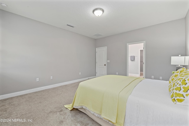 carpeted bedroom with connected bathroom