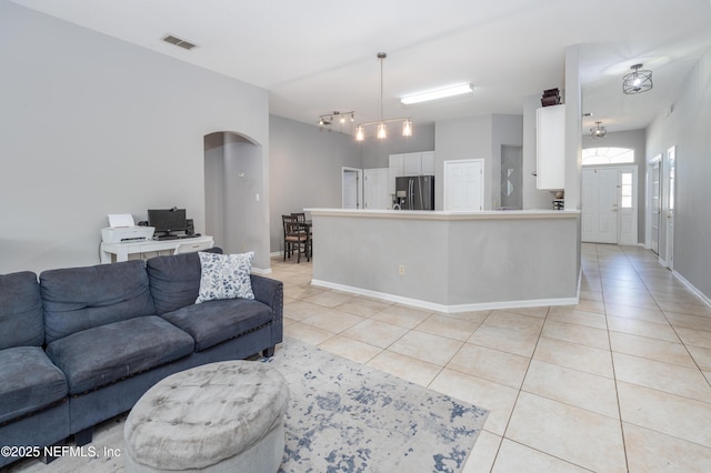 view of tiled living room