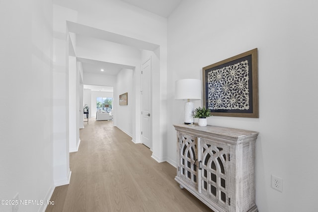 hall featuring light wood-type flooring