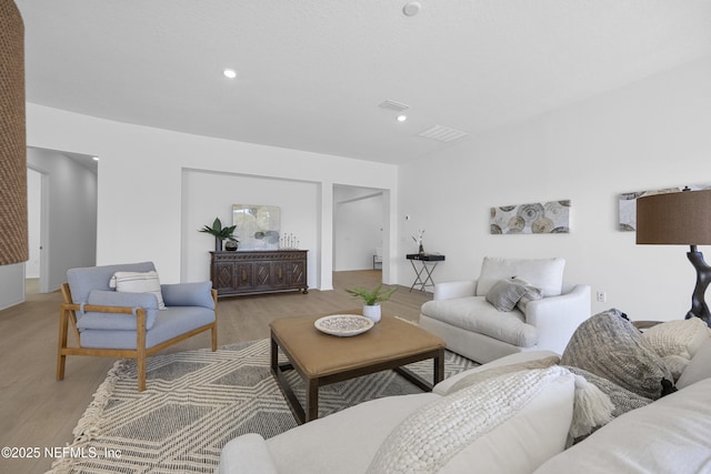 living room with hardwood / wood-style flooring