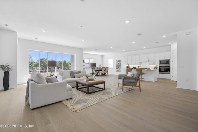 living room featuring light hardwood / wood-style flooring