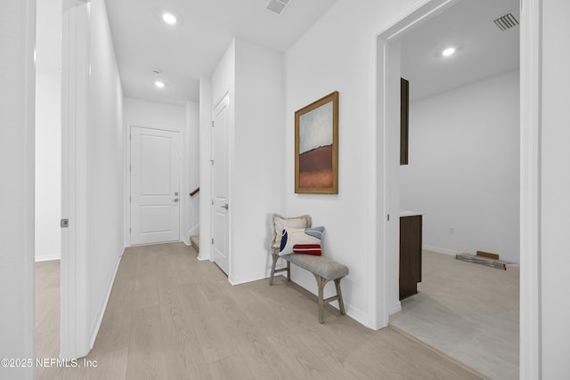 hall featuring light hardwood / wood-style flooring