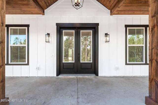 property entrance with french doors