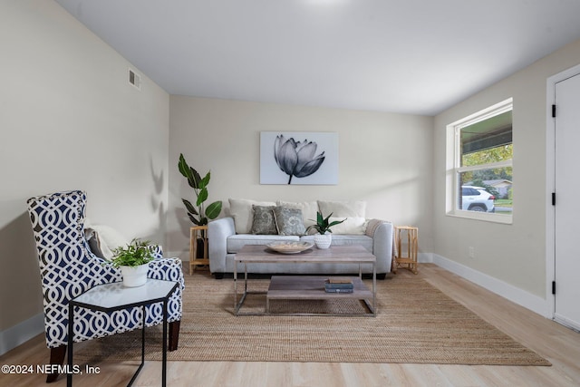 living area featuring light wood-type flooring