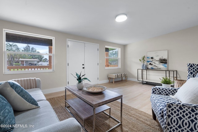 living room with light wood-type flooring