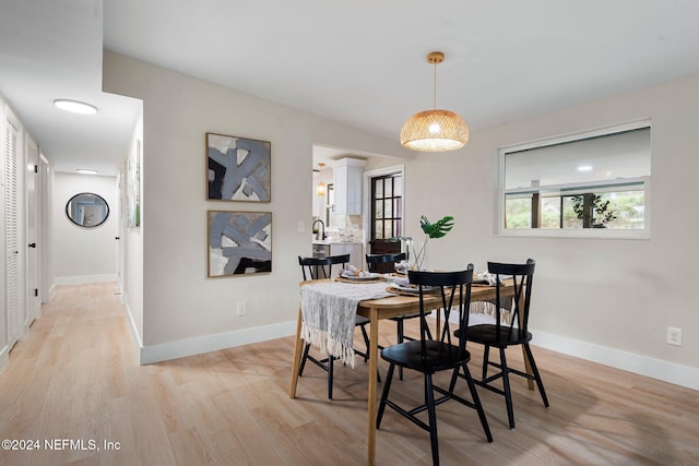 dining room with light hardwood / wood-style floors