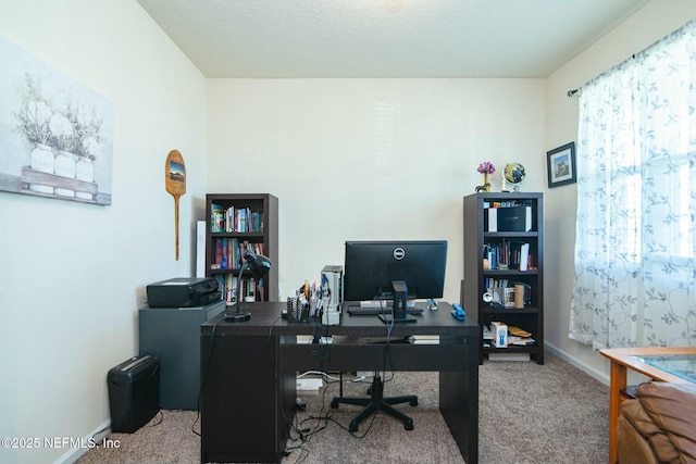 view of carpeted home office