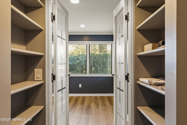 spacious closet with light hardwood / wood-style flooring