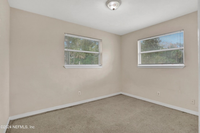 spare room with light colored carpet