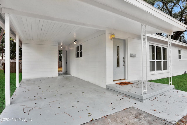 view of patio with a carport