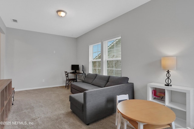 living room with carpet floors