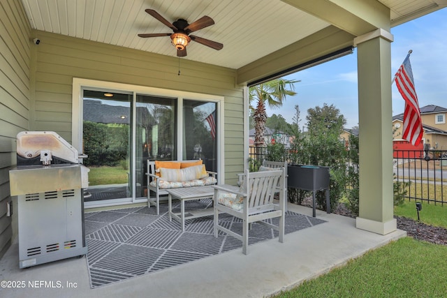 view of patio / terrace with ceiling fan