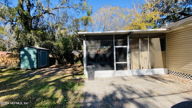 doorway to property with a patio area