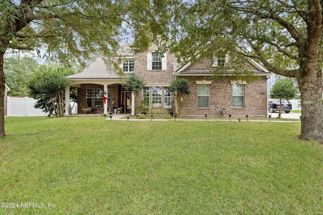 view of front of home with a front yard