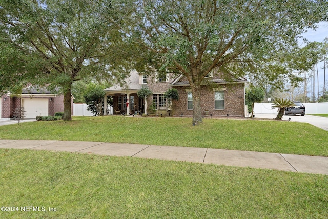 view of front of house featuring a garage and a front yard