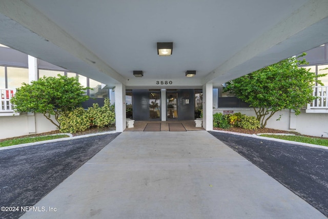 entrance to property featuring french doors