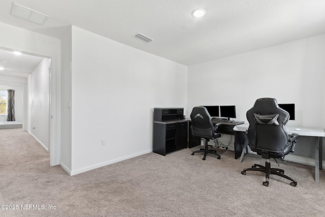 view of carpeted office space