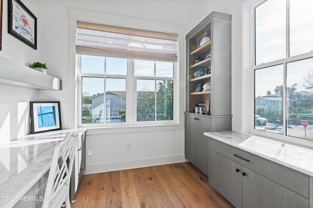 home office featuring light hardwood / wood-style flooring