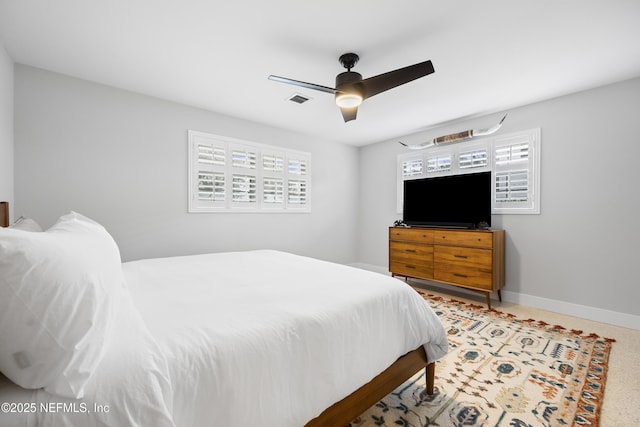 bedroom featuring ceiling fan