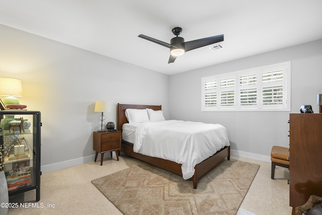 bedroom featuring ceiling fan