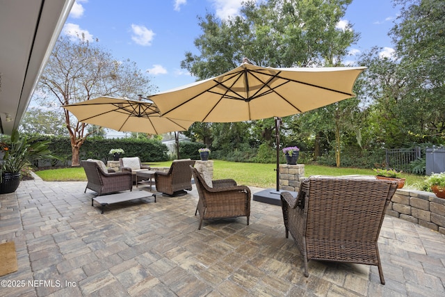 view of patio / terrace featuring outdoor lounge area