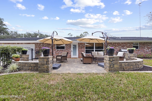 view of patio with an outdoor hangout area