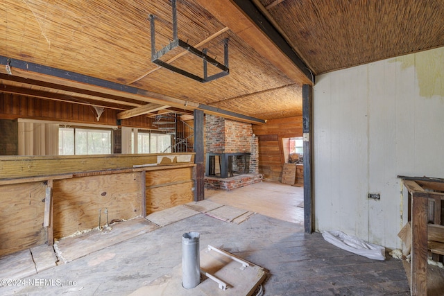 miscellaneous room with wooden walls