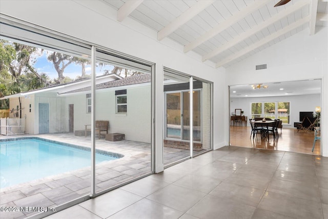 view of swimming pool featuring central AC