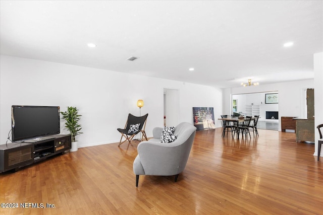 living room featuring light wood-type flooring