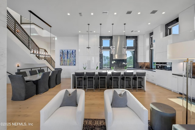 living room featuring light hardwood / wood-style floors