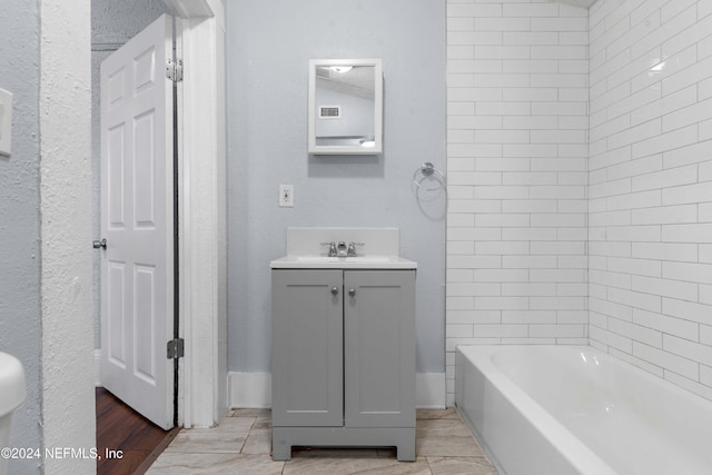 bathroom with vanity and shower / bath combination