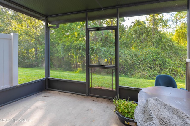 view of unfurnished sunroom