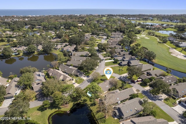 bird's eye view featuring a water view